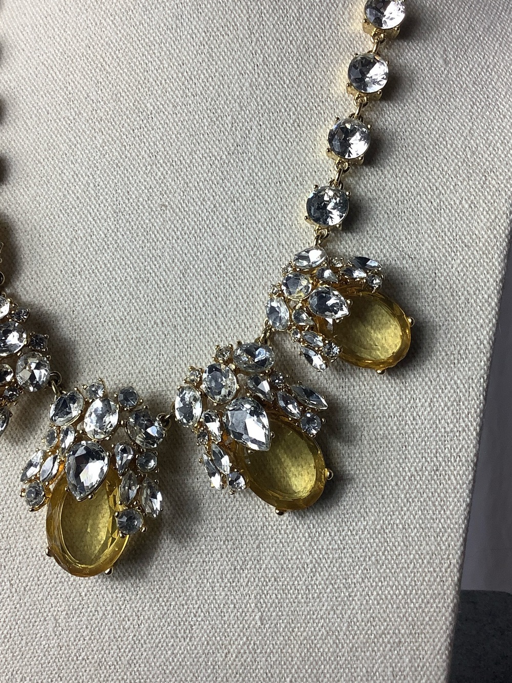 Talbots Gold-Tone Necklace with Yellow and Clear Stones - Picture 3 of 4